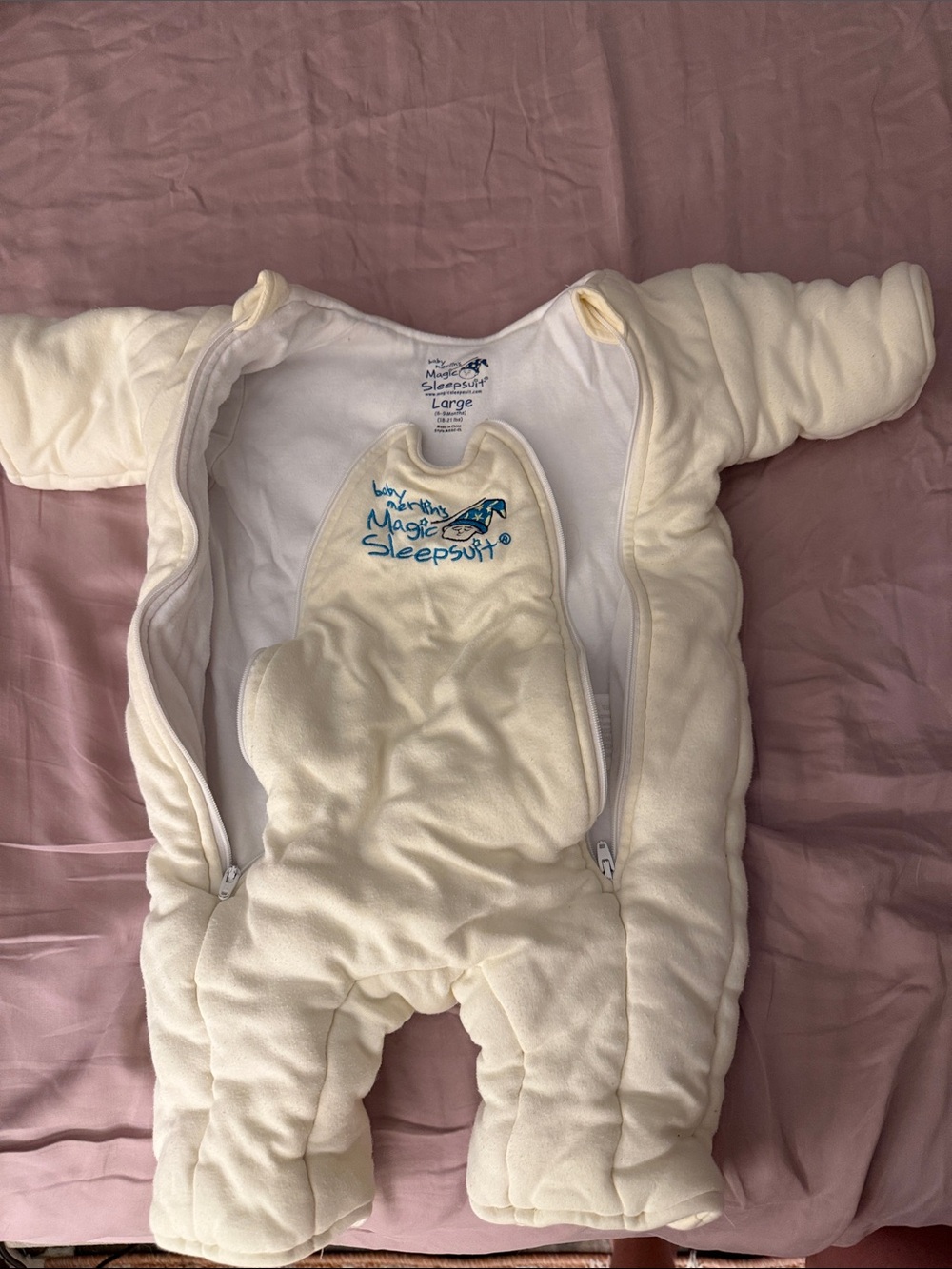 Halo Cream Quilted Two-Zip Sleepsuit